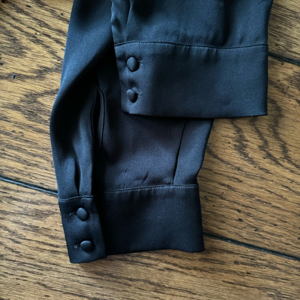 Alice + Olivia Black Silk Blouse size SP - Picture 4 of 6